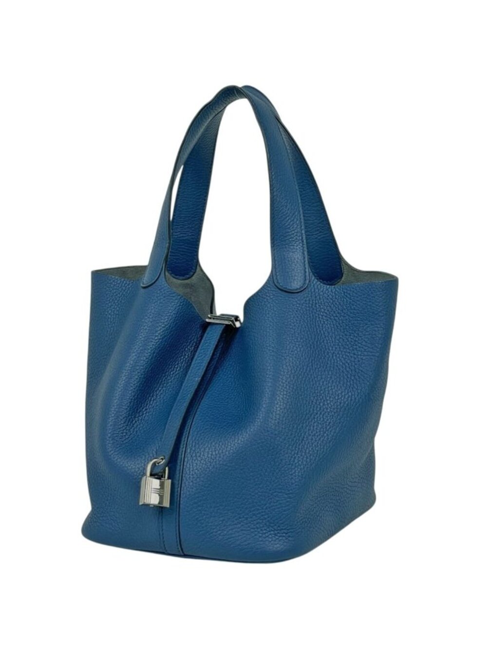 Hermes Picotin Lock MM Handbag Taurillon Clemence Blue